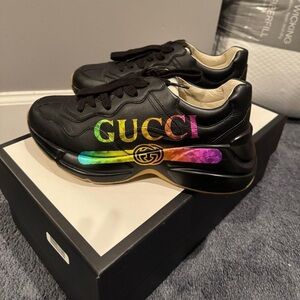 Gucci black rainbow trainers